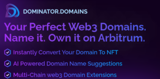 Dominator Domains, a Web3 innovative platform where users can register domains in 3 different blockchains and 10 different domain extensions